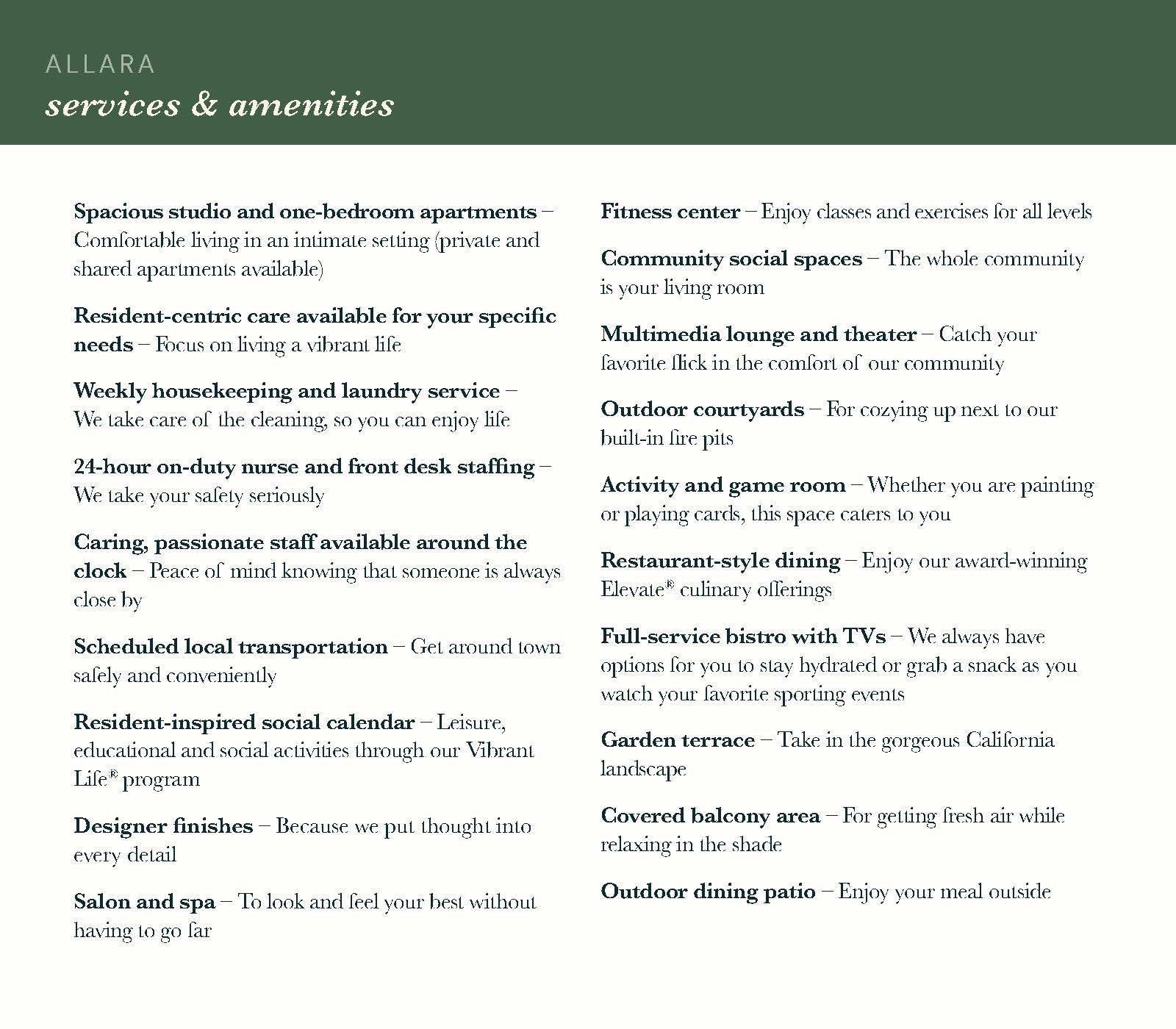 Allara marketing booklet inserts