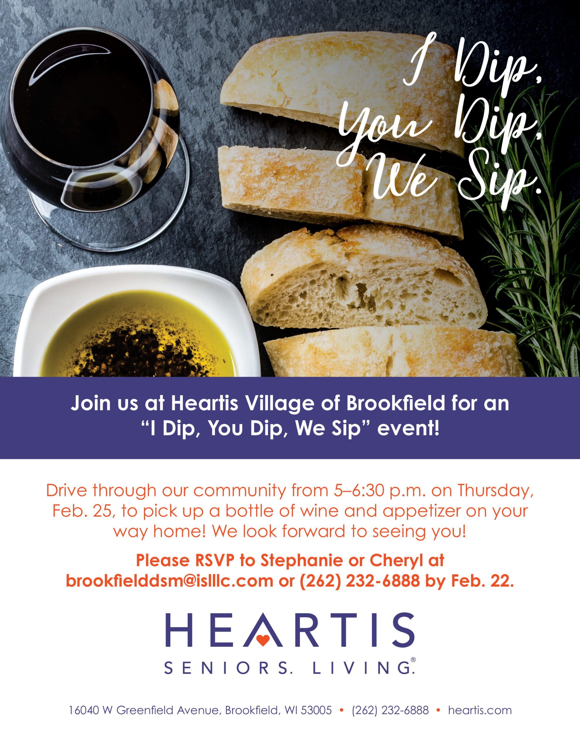 Heartis Brookfield wine event flyer