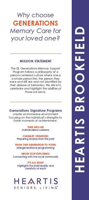 Heartis Brookfield Generations rack card
