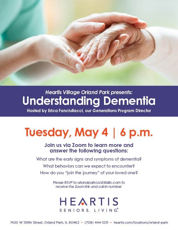 Heartis Orland Park understanding dementia event flyer