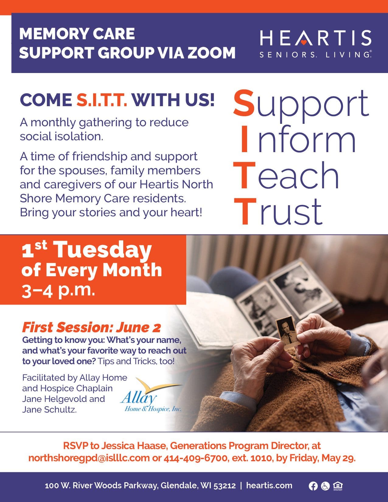 Heartis North Shore memory care support group flyer