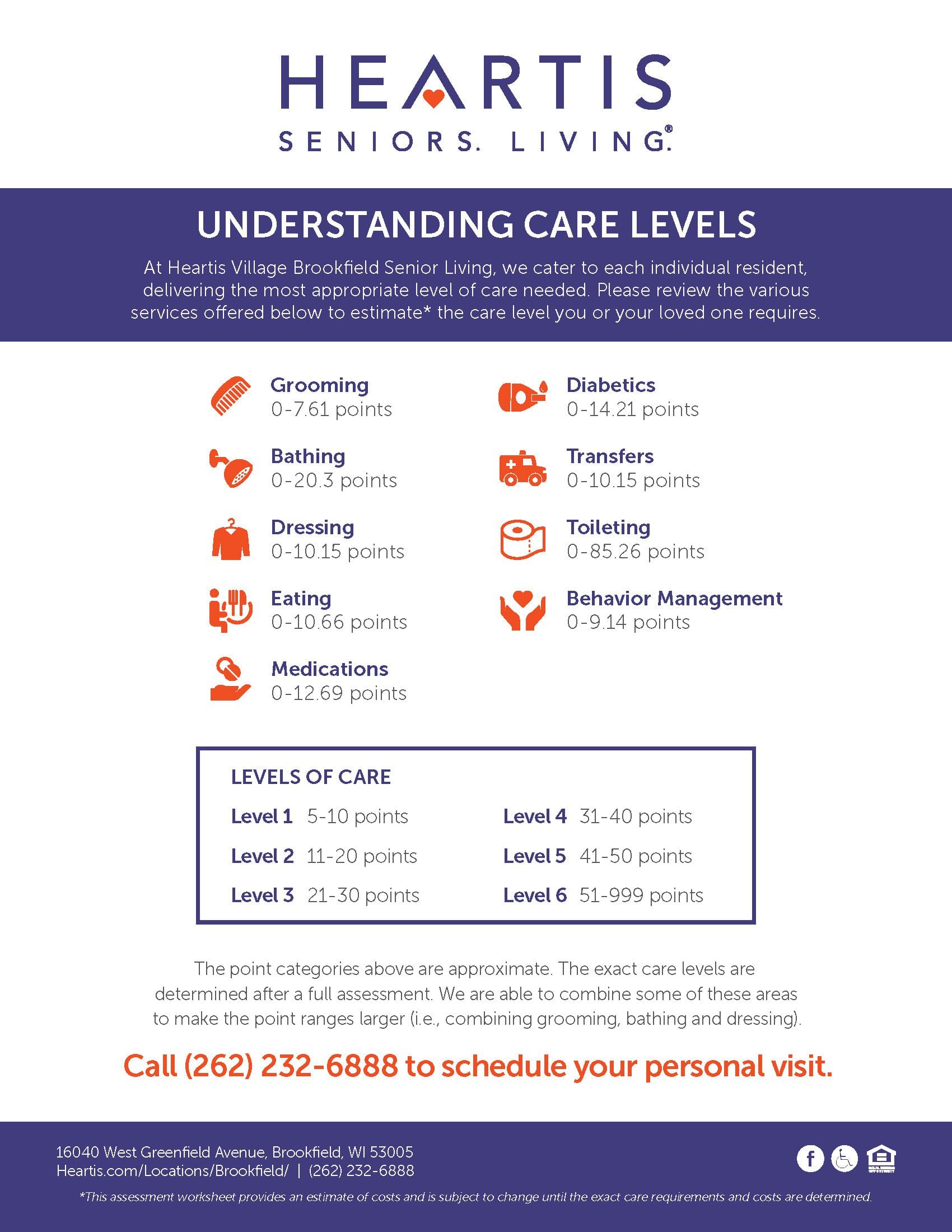 Heartis Brookfield levels of care flyer