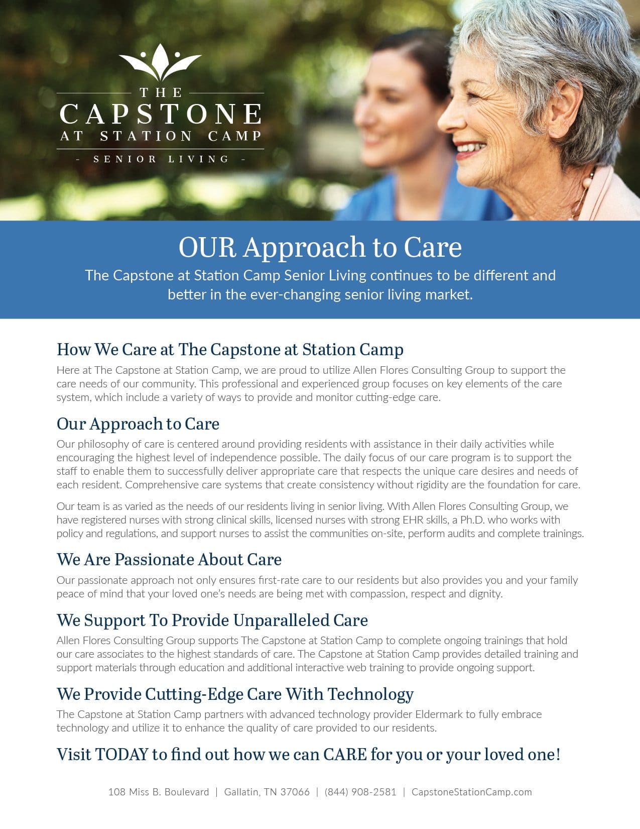 Capstone at Station Camp our approach to care flyer