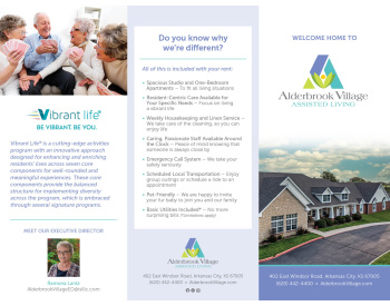 Alderbrook Village trifold brochure