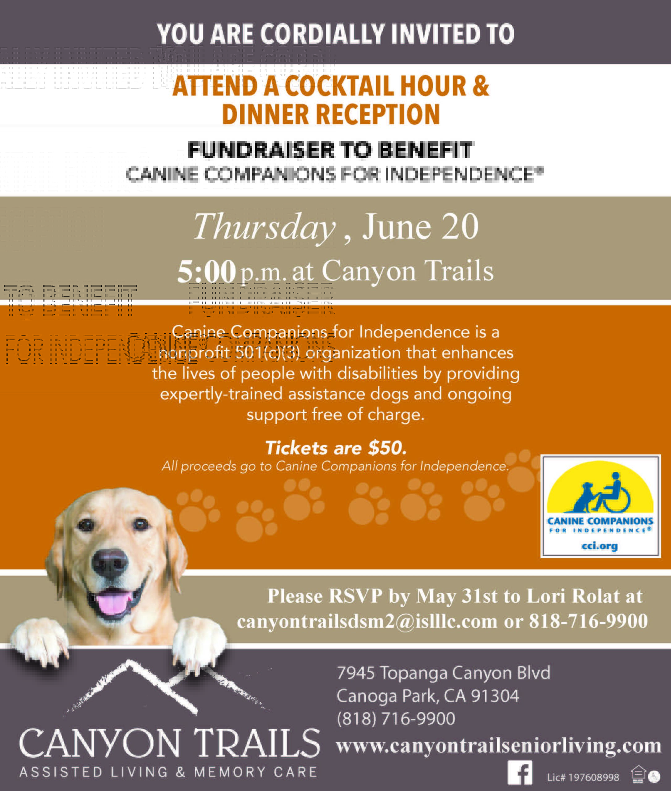 Canyon Trails canine fundraiser event flyer