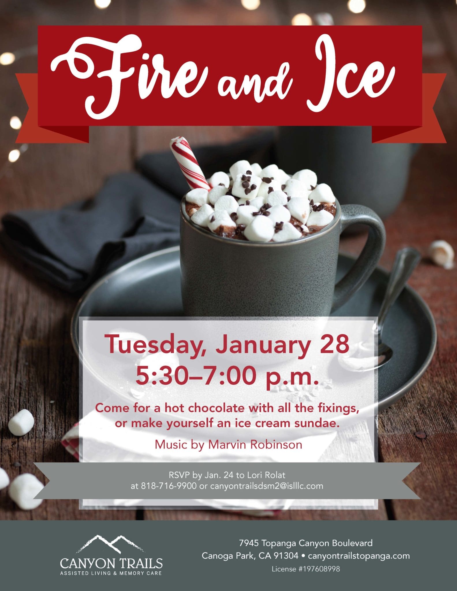 Canyon Trails hot chocolate event flyer