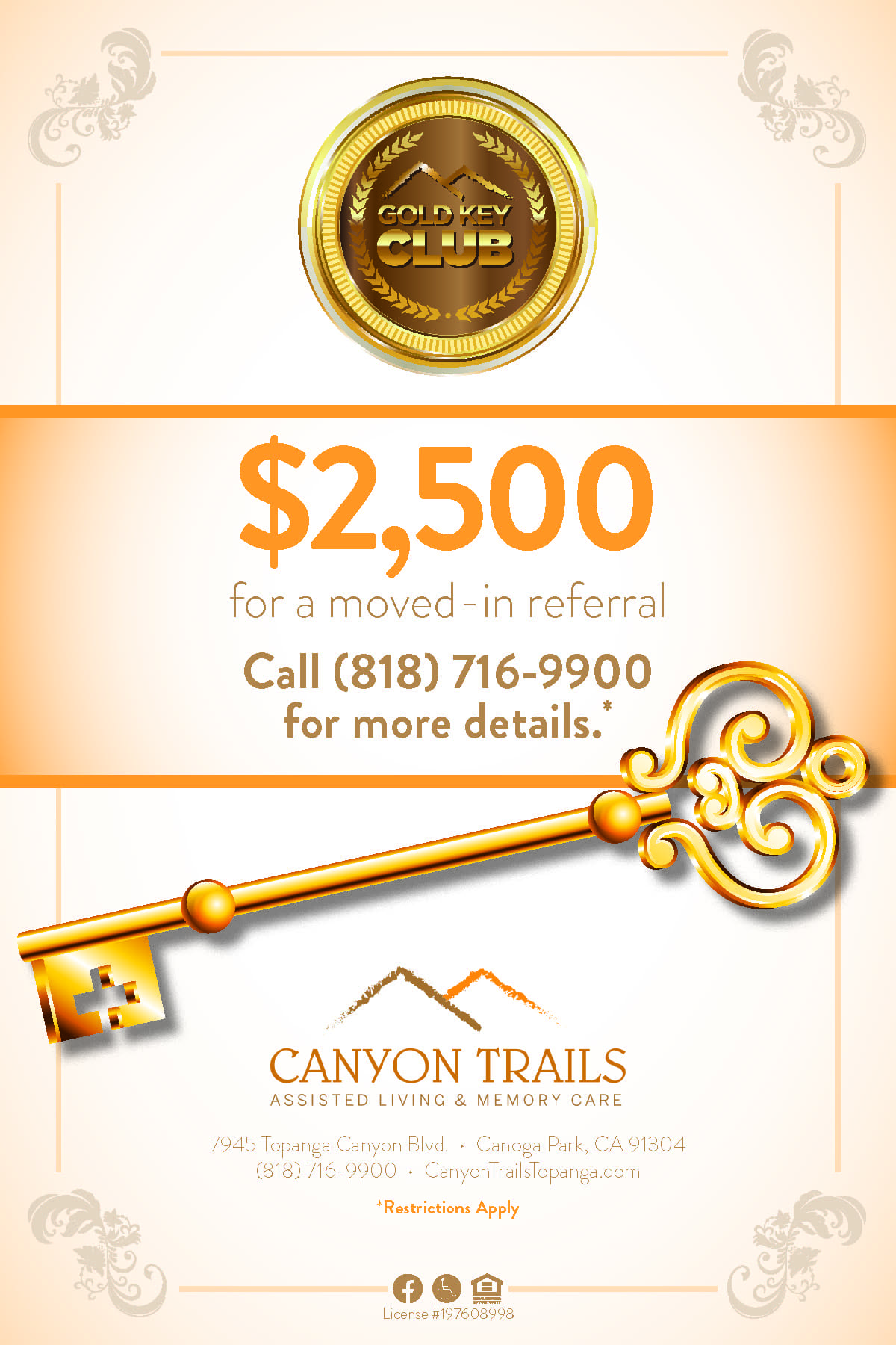 Canyon Trails Gold Key Club card