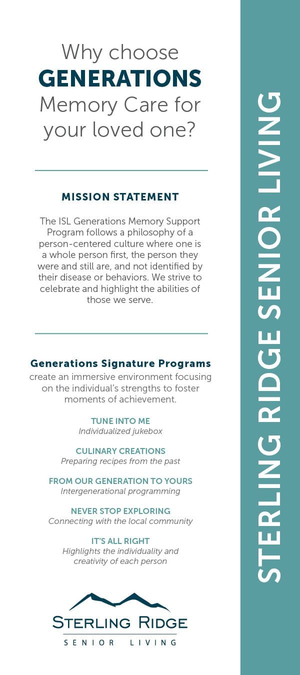 Sterling Ridge Generations rack card