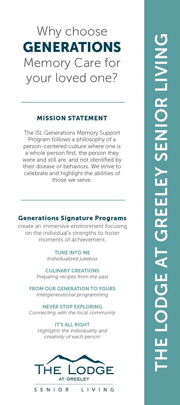 The Lodge at Greeley Generations rack card