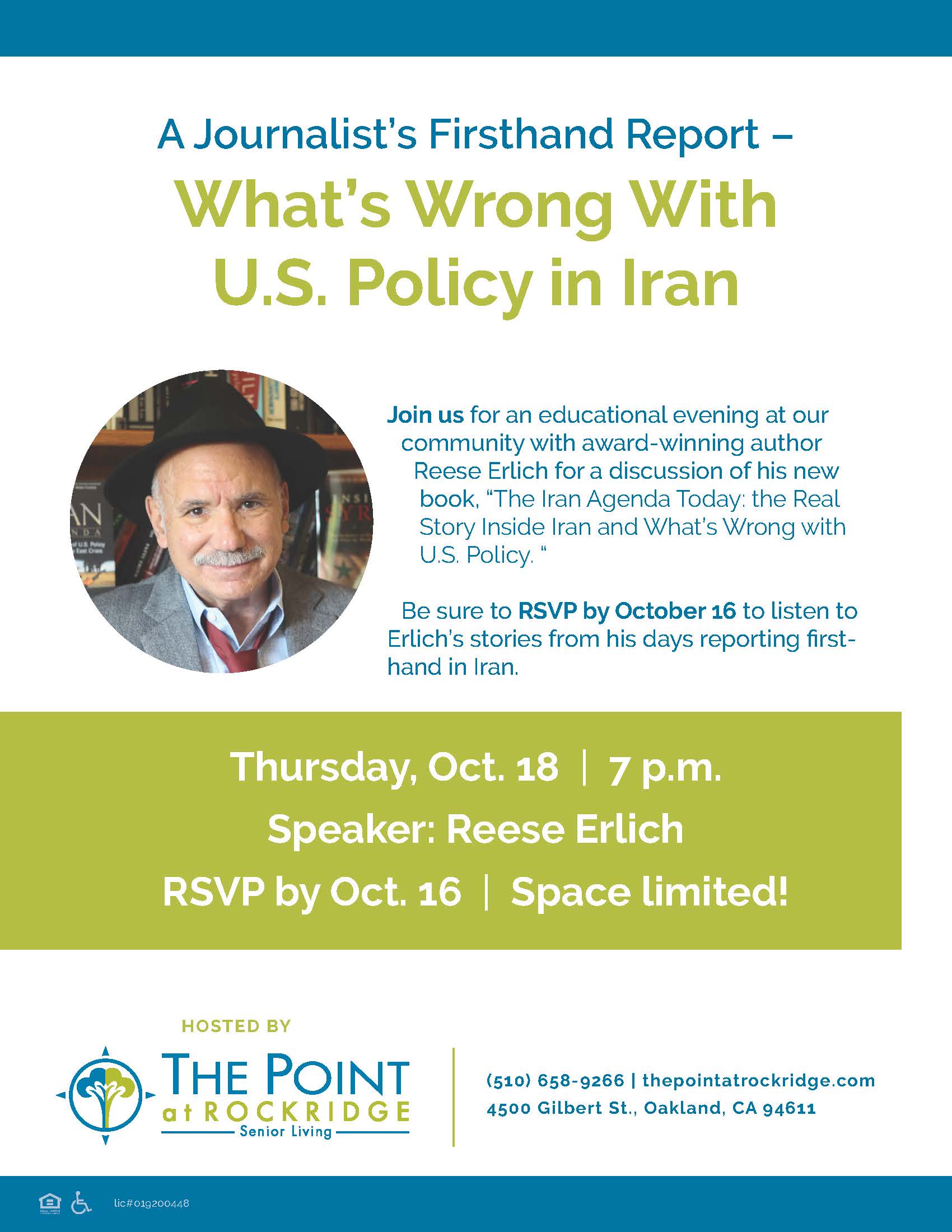 The Point at Rockridge author event flyer