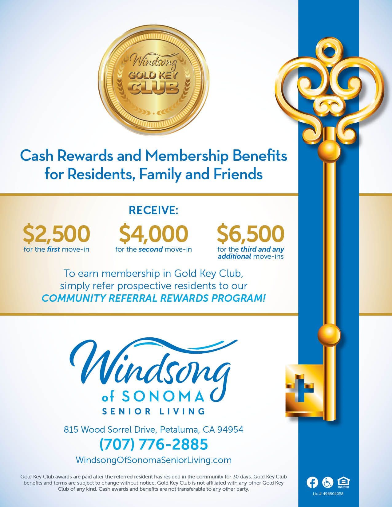 Windsong of Sonoma Gold Key Club flyer
