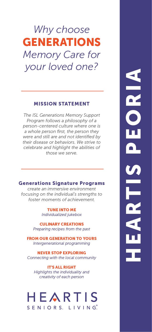 Heartis Peoria Generations rack card