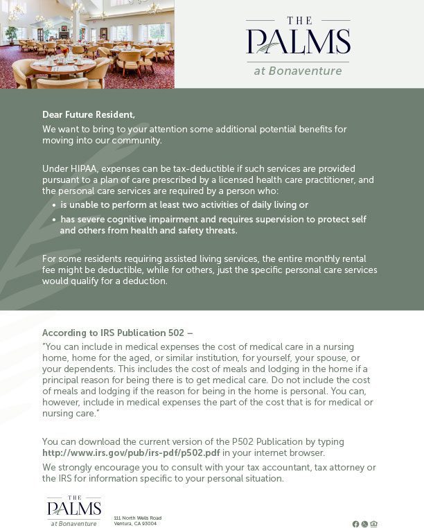 The Palms at Bonaventure HIPAA flyer