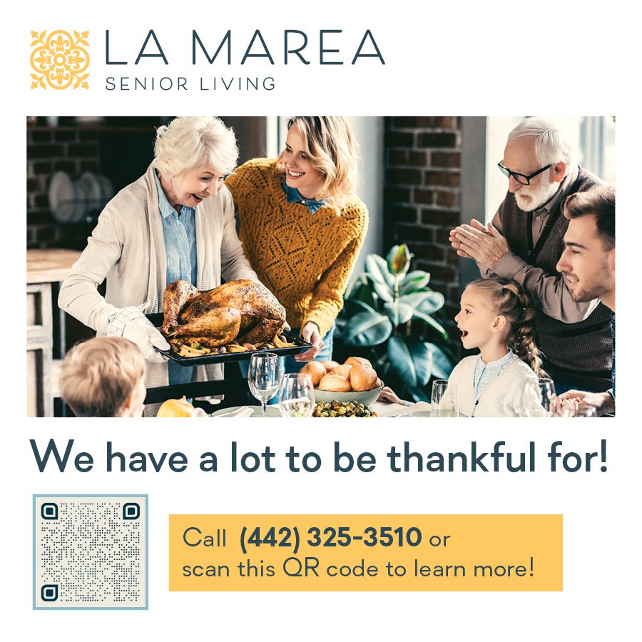 La Marea Thanksgiving sticky note ad