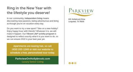 Parkview on Hollybrook January postcard